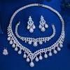Luxury Bridal Zircon Necklace Earrings Bracelet Ring Four-Piece Set Wedding Dress Dress Dinner Accessories Women