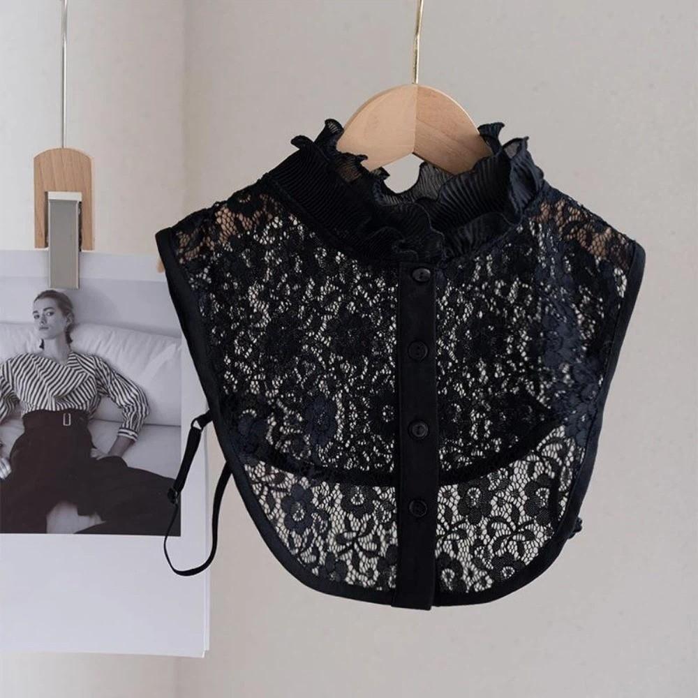 Easy To Match Lace Lapel Half Shirt Elegant Adjustable Neckline Detachable Fake Collar  Wedding