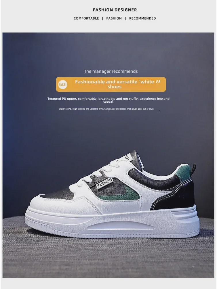 Женские повседневные белые туфли на толстой подошве большого размера 2025 года для студентов