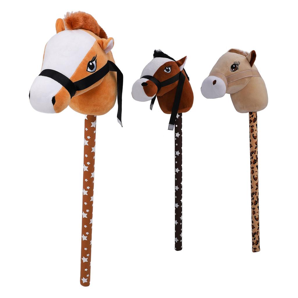 Stick Horse Plush with Neighing Galloping Sounds Pony Horseback Riding Game Stuffed Stick Horse Anim