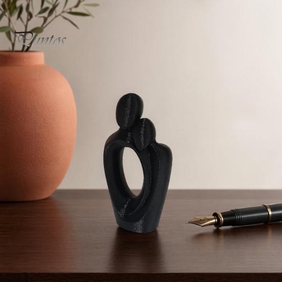 Скульптура с плавными изогнутыми линиями, 3D-печать, Статуэтка пары «Одно сердце», Абстрактная фигурка обнимающихся влюбленных на устойчивом основании, Минималистичный прочный материал