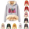 Women's Fashion Hooded Christmas Printed Padded Thickened Warm Loose Pullover Sweatshirt