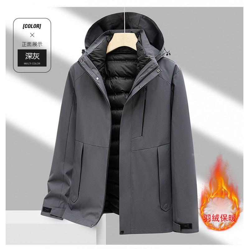 3-in-1 Detachable Winter Hiking Jacket With 90% Duck Down Inner Layer Waterproof Windproof Outdoor Coat Men Women