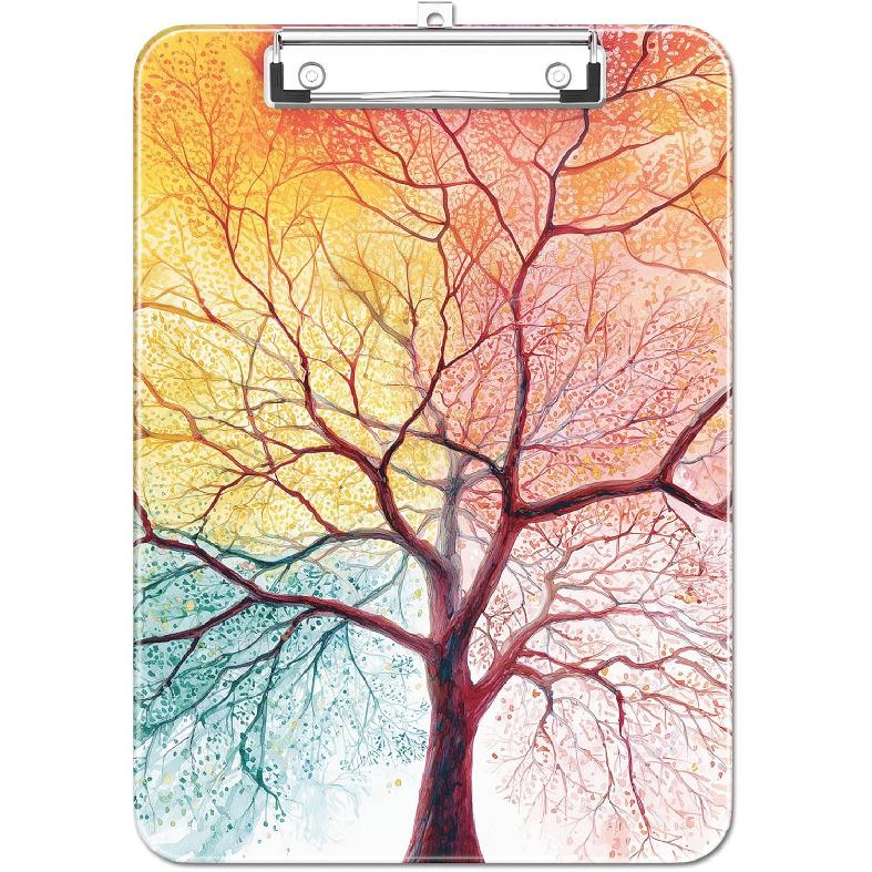 Plastic Cute Clipboard Low-Profile Metal Clip, A4 Letter Size 9 x 12.5 in, 8.5 x 11 Paper Clip Board for Teachers, Nurses, Classroom,Cute Black Cats