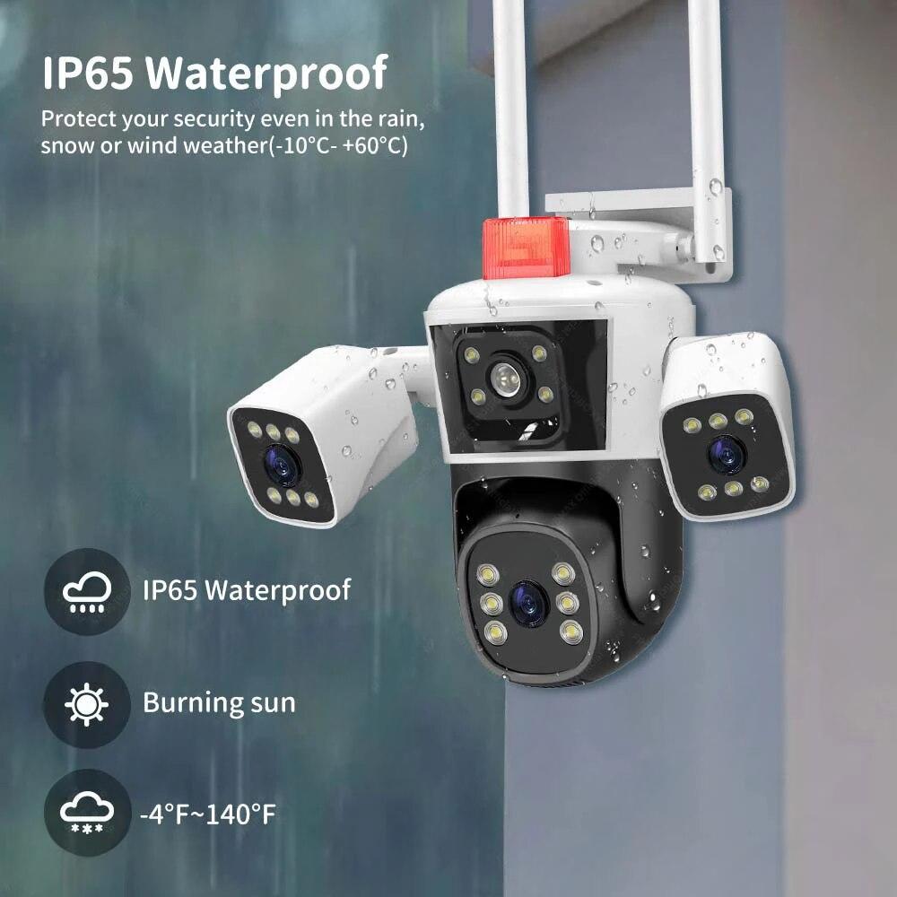 LS VISION EU 6K 12MP WiFi IP 3 Camera Outdoor Three Lens Panoramic View PTZ IP Camera AI Tracking Security Protection CCTV Video Surveillance