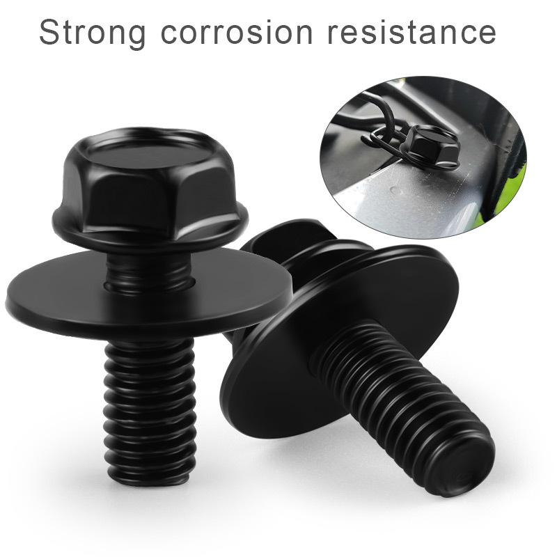 20PCS Car Screws Bolts For Toyota Truck Body Nuts- M6-1.0 x 16mm Long- 10mm Hex- 17mm Washer Wear-resisting Black Accessories