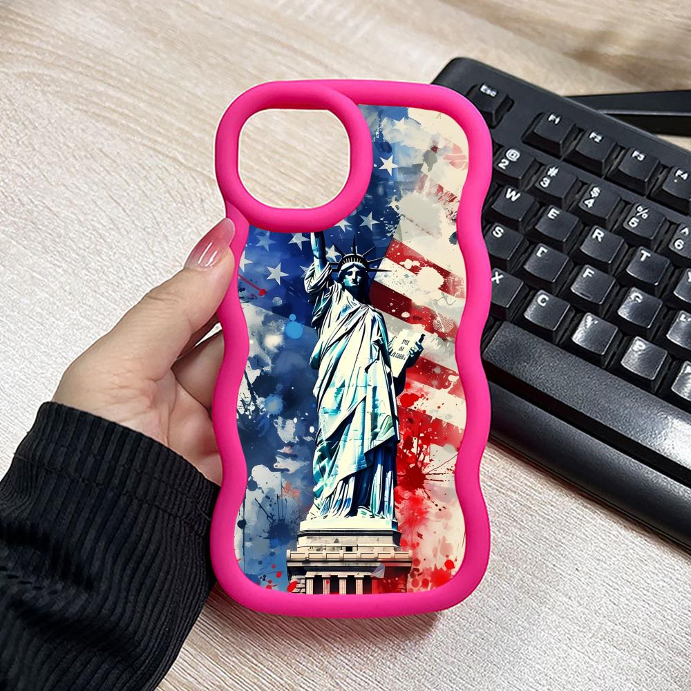 США Флаг Америки Волнистый Край ТПУ Чехол для Мобильного Телефона для iPhone 17 16 15 14 13 12 11 Air Pro Max Plus Цветной Чехол