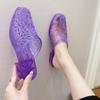 Женские прозрачные хрустальные шлепанцы на массивном каблуке - Нескользящие, Универсальные и Модные для Лета