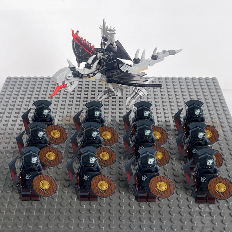 14 шт. MOC Средневековые Гномы Воины Эльфы Рыцари Властелин Колец Урук-хай Орк Солдат Рохана с Фигуркой Короля-Чародея Лидера Строительные Блоки Игрушки