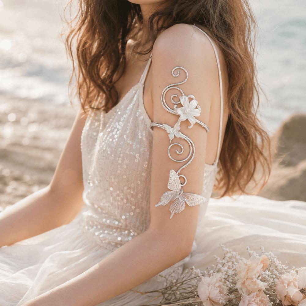 Butterfly Arm Cuff Hollow Out Armband Exotic Style Arm Bangle Bridal