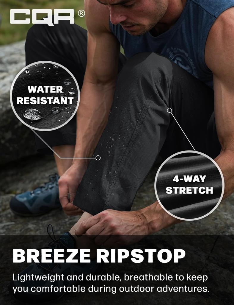 CQR Climbing со шнурком и многофункциональные Идеально подходят для и активного отдыха Мужские брюки рипстоп, Водоотталкивающие, Прохладные на ощупь, Влагоотводящие,