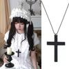 Gothic Y2K Wood Cross Pendant Necklaces for Woman Man Fashion Punk Style Black White Necklace Retro Party Jewelry Accessories