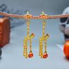 Rhinestone Pumpkin Ear Studs Zircon Long Tassel Drop Earrings Skeleton Dangle Earrings  Party