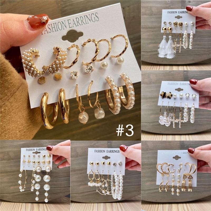 Набор из 6 пар женских сережек, 3 стиля на выбор