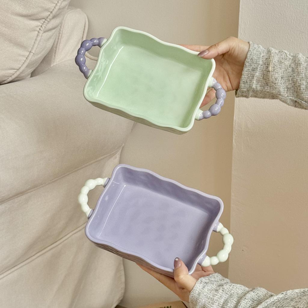 Противень для выпечки риса с сыром Single Ins, керамическая миска с двойным ушком, ручная форма для выпечки, бытовая микроволновая печь, десертная тарелка