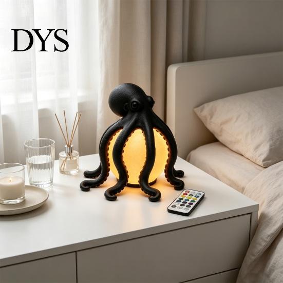 Dimmable Bedside Nightlight 3D Printed Octopus Night Light, Creative Table Lamp with Remote Control, 7 Color RGB Gradient Sleep LED for Kids Bedroom &