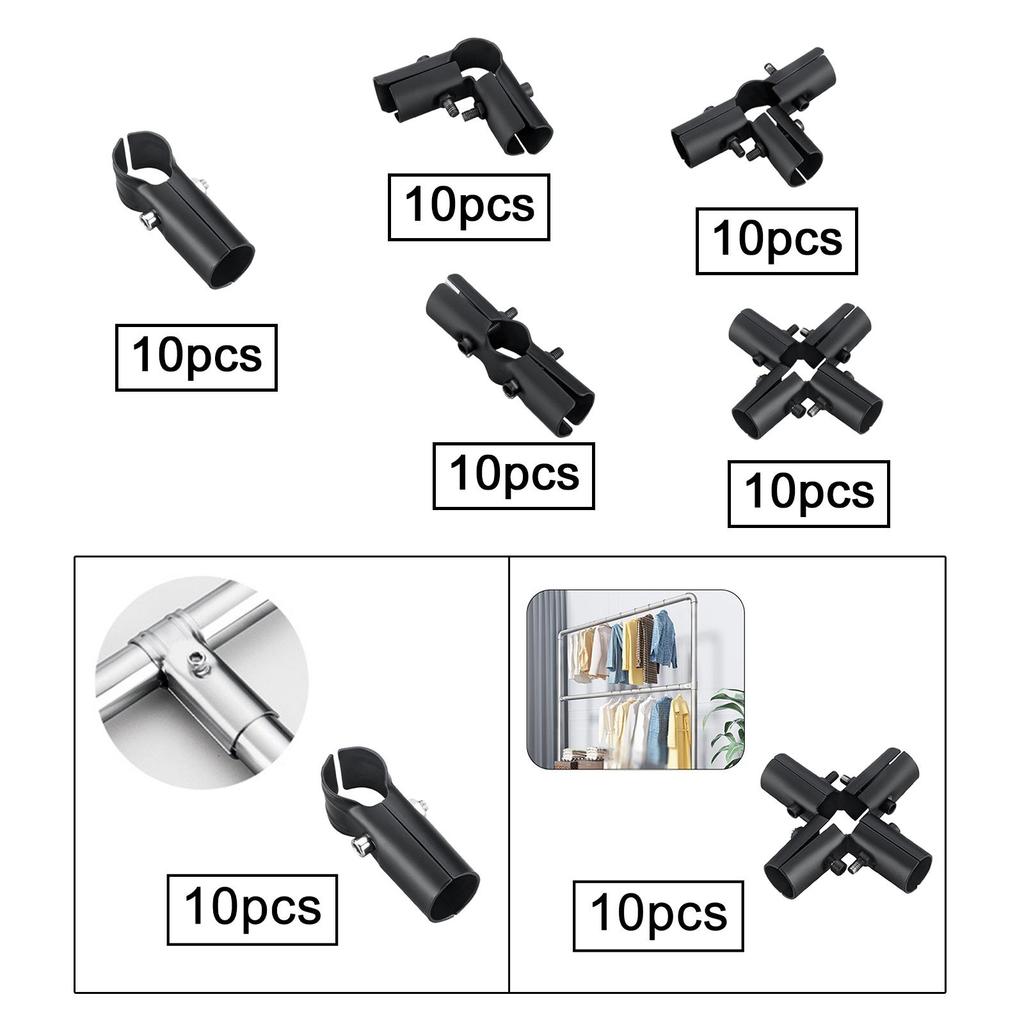 10x Tube Connector Pipe Fitting for Shelf Frame Cabinets Simplified Sheds