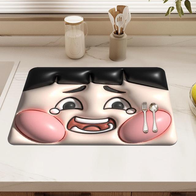 3d Stereoscopic Drain Pad Rubber Dish Drying Mat Super Absorbent Drainer Mats Tableware Bottle Rugs Kitchen Dinnerware Placemat