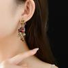 GemChic Women's New Vintage Square Crystal Rhinestone Leaf Collarbone Necklace Earrings Two Piece Set Birthday Christmas Jewelry Gift