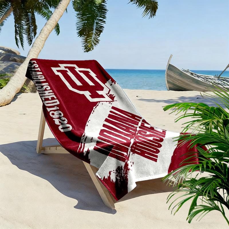 Indiana Hoosiers Print Beach Towel, Large Soft Quick Dry Towel for Beach Camping Swimming