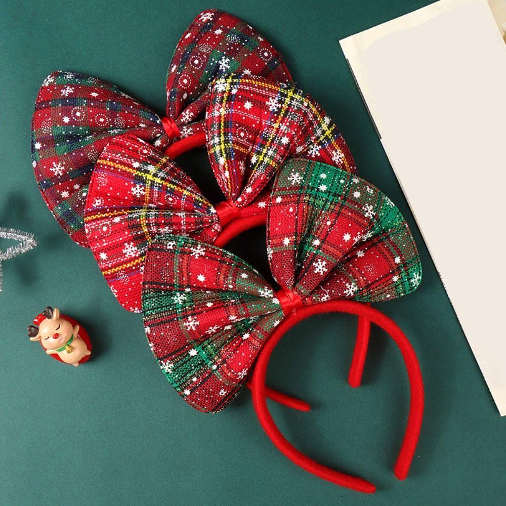 Wear-resistant Shiny Bowknot Hair Hoop Cute Snowflake Cosplay Hairband Korean Style Sweet Christmas Headwear Holiday Decor