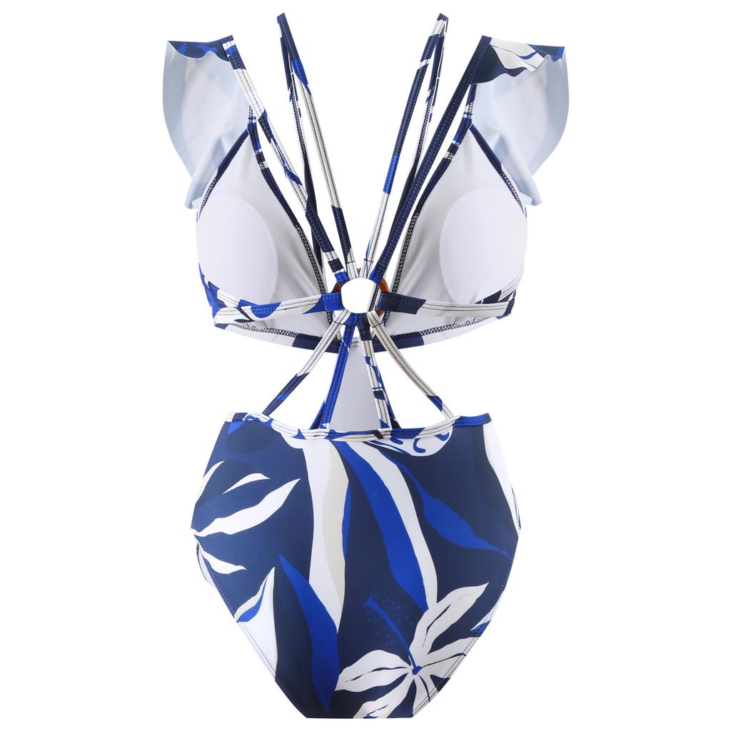 New Sexy One-piece Swimsuit for Women Halter Neck Chiffon Skirt Swimsuit Set