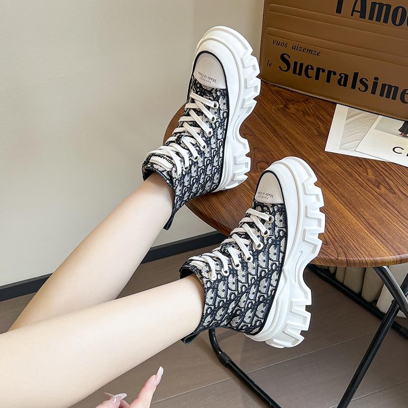 Обувь для женщин 2024 Новинка Горячая распродажа До середины икры Осенние женские ботинки Леопардовый принт На шнуровке Высокий каблук Водонепроницаемые