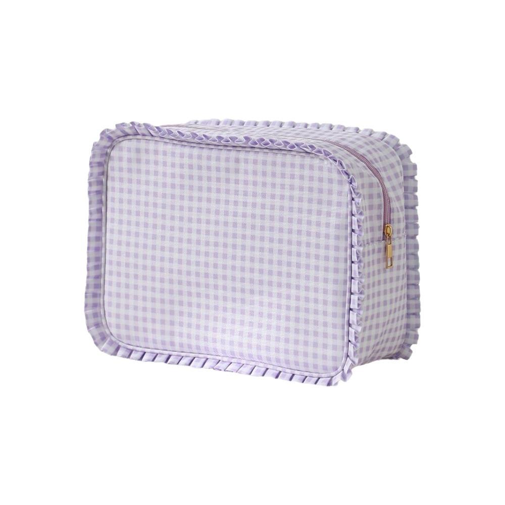 Waterproof Lacework Makeup Bags Nylon Grid Printing Storage Bag Toiletry Organizer for Women Girls