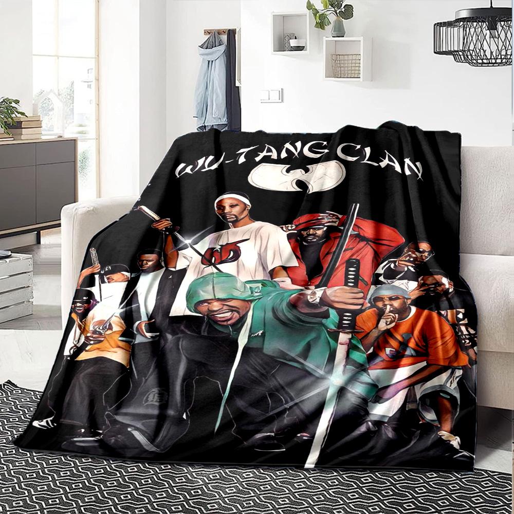 Wu‑Tang Clan Hip‑Hop Band Group Print Flannel Blanket Soft Warm Throw Blanket for Sofa Bed Living Room