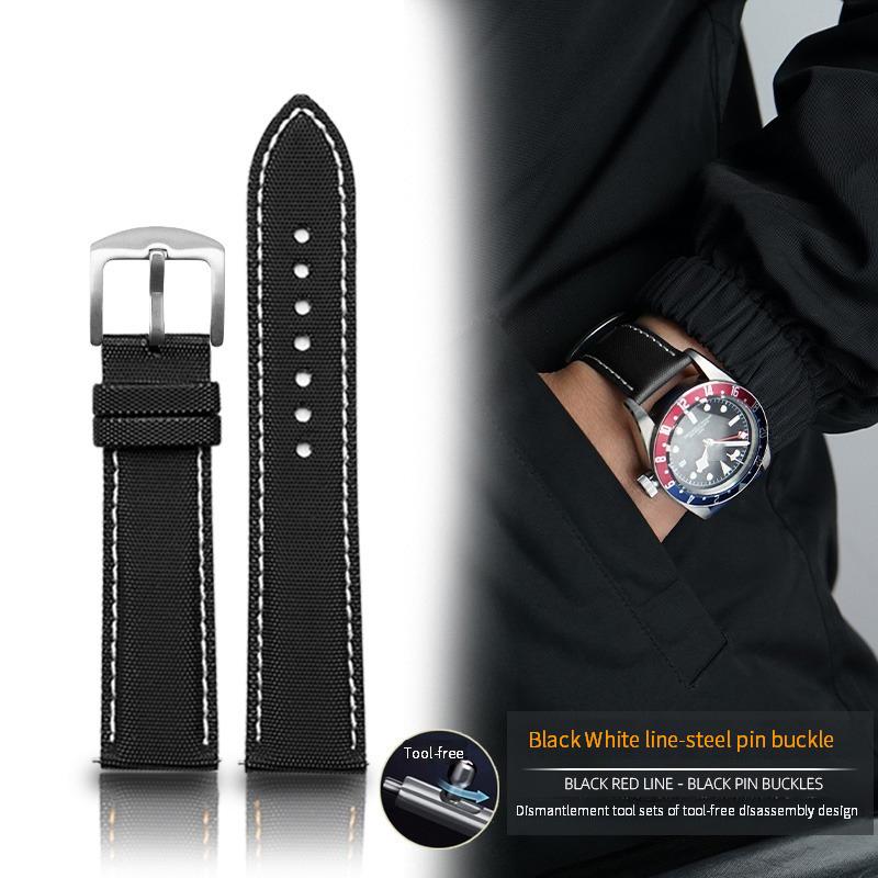 Классический 20 мм 21 мм 22 мм 23 мм нейлоновый ремешок для часов Omega Planet Ocean Seamaster 300 Speedmaster тканевый кожаный ремешок для часов SEIKO Canvas