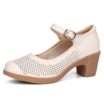 Летние повседневные женские туфли-сандалии на толстом каблуке, легкие, дышащие, с точечным декором, удобные для улицы, с ремешком на щиколотке, на низком блочном каблуке, для танцев