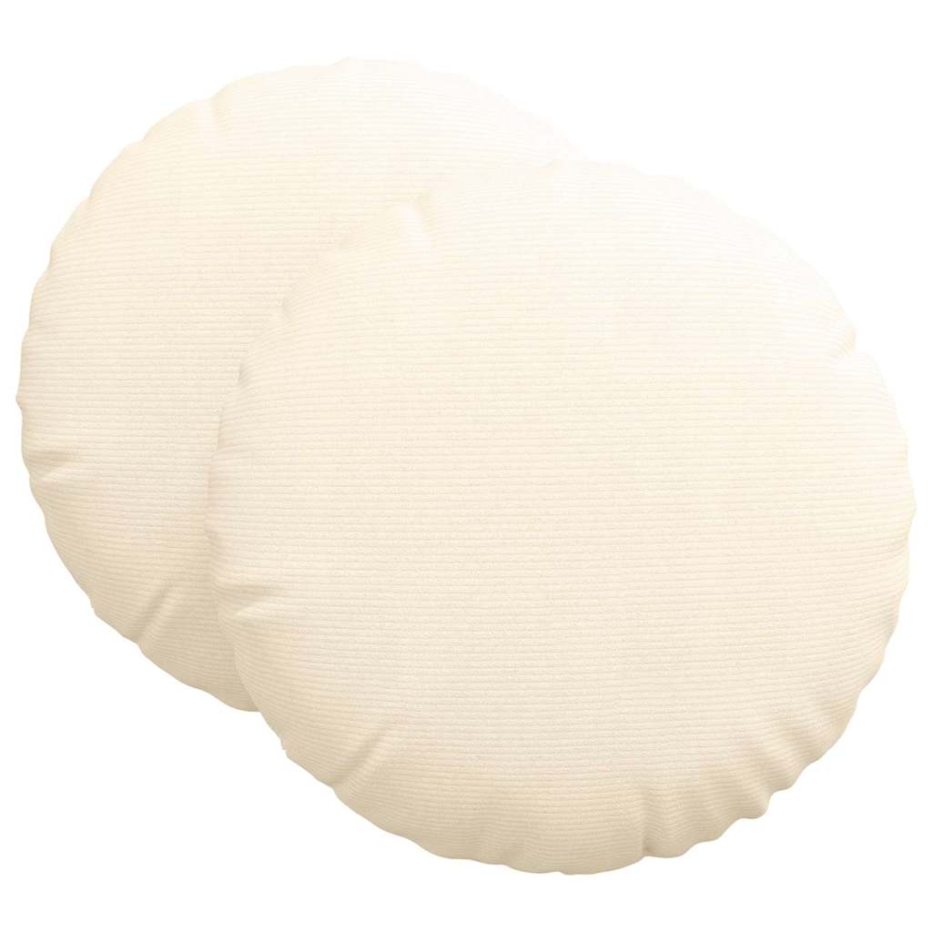 Seat Cushion 2 pcs Cream Ø60 x 21 cm Cord Fabric