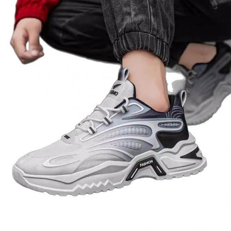 Men's Shoes Trendy Brand High-end Versatile Casual Sports Teenagers' Running Thick Sole Height Increasing Black Dad