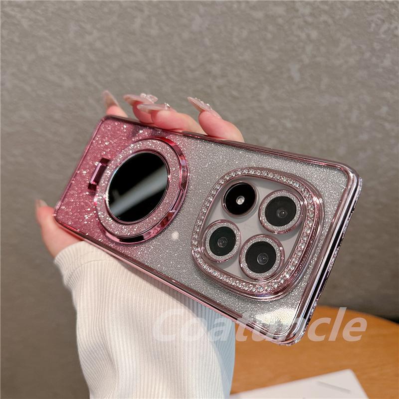 Роскошный блестящий магнитный держатель-зеркало Magsafe, чехол с бриллиантами для Xiaomi Redmi Note 14 Note14 Pro Plus 14S 14C 4G 5G с гальваническим покрытием