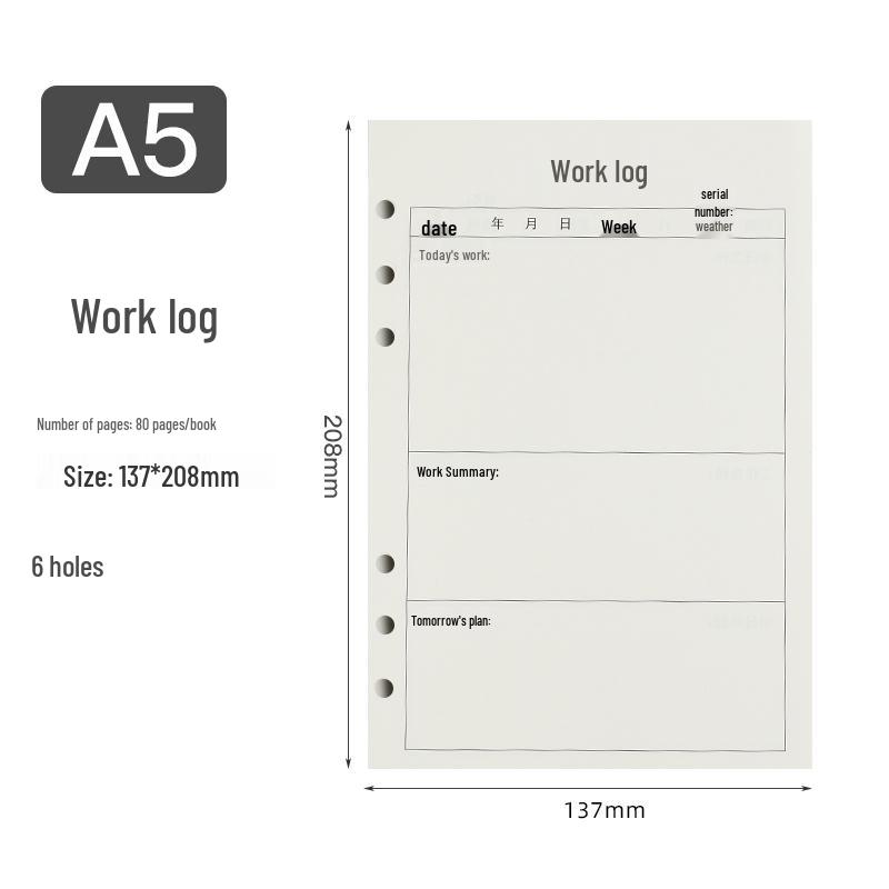6-дырочные листы для сменного блока, доступны в форматах A5, B5, A4 - Чистые листы в линейку