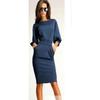 Elegant Women Fashion Sexy Fifth Sleeve Round Neck Pocket Bodycon Cocktail Dress