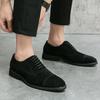 New Male Lace-Up Pointed Toe Oxfords Shoes Casual Leather Flat Designer Club Shoes Classic Comfy Wedding Dress Business Shoe