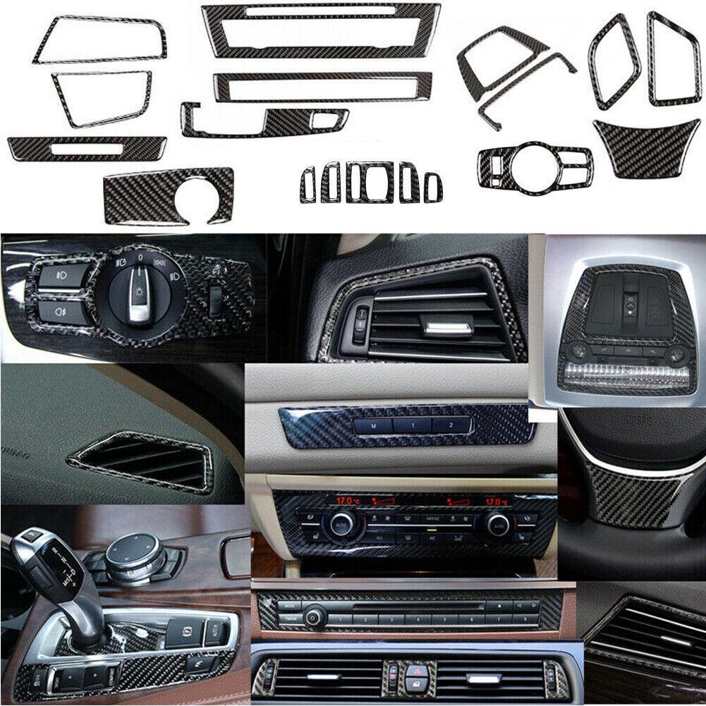 18Pcs Carbon Fiber Interior Full Set Cover Trim For 2011-2017 B1MW 5Series F10