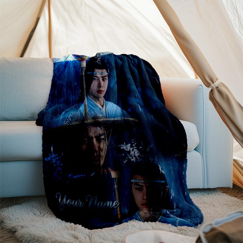 Custom Name Mystical Rain Ancient Warrior Flannel Fleece Blanket Cozy Warm Throw Blanket For Couch Bed Travel All Season Use