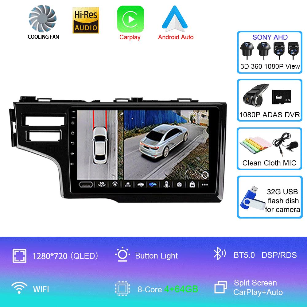 Для Honda Fit Jazz 2014 2015 2016 2017 Автомобильный радиоприемник Android 14 Carplay Автомультимедийный проигрыватель Авторадио GPS Стерео 2din Головное устройство