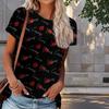Women Summer T Shirt Red Lips Print Retro Fashion Short Sleeve Tees Casual Printed Tops