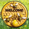 Rustic Wooden Welcome Sign with Adorable Bees & Flower Pattern - Hive Wooden Decorative Hanging Plaque for Front Door, Wall Hanging Decorecor