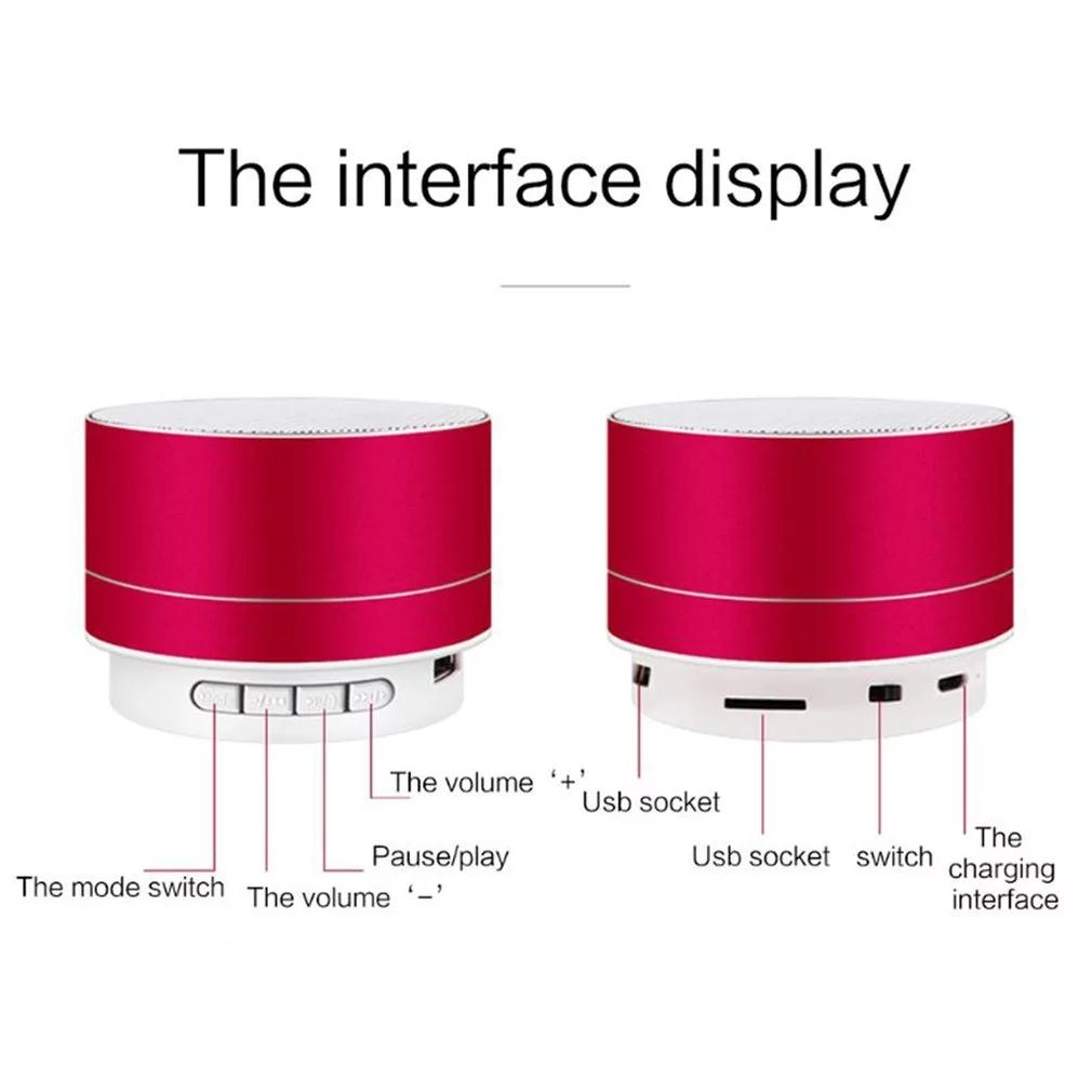 Портативный беспроводной Bluetooth-динамик с FM-мини-светодиодом, металлический супер-басовый сабвуфер, поддержка TF-карты для MP3-плеера