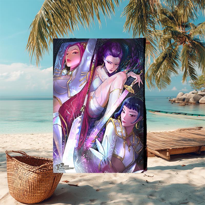 1pc KPop Demon Hunters28 Beach Towel, Comfortable and Thick, and Swimming/Bath/Picnic/Camping Towel, Suitable for Seaside Beaches
