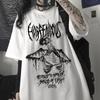 Fashion Summer Goth Female Tee Aesthetic Loose Men and WomenT-shirt Punk Dark Grunge Streetwear Gothic Top T-shirts Harajuku Clothes