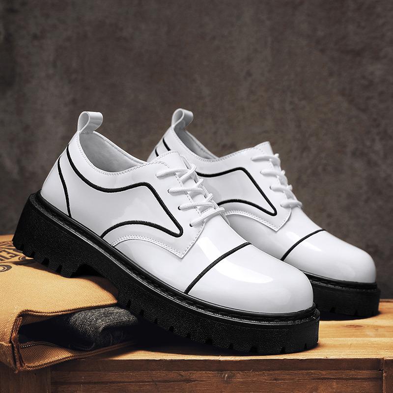 Модные блестящие кожаные туфли для мужчин, модные туфли на платформе, повседневная обувь для мужчин в британском стиле, черные туфли для мужчин, zapatos de cuero hombre