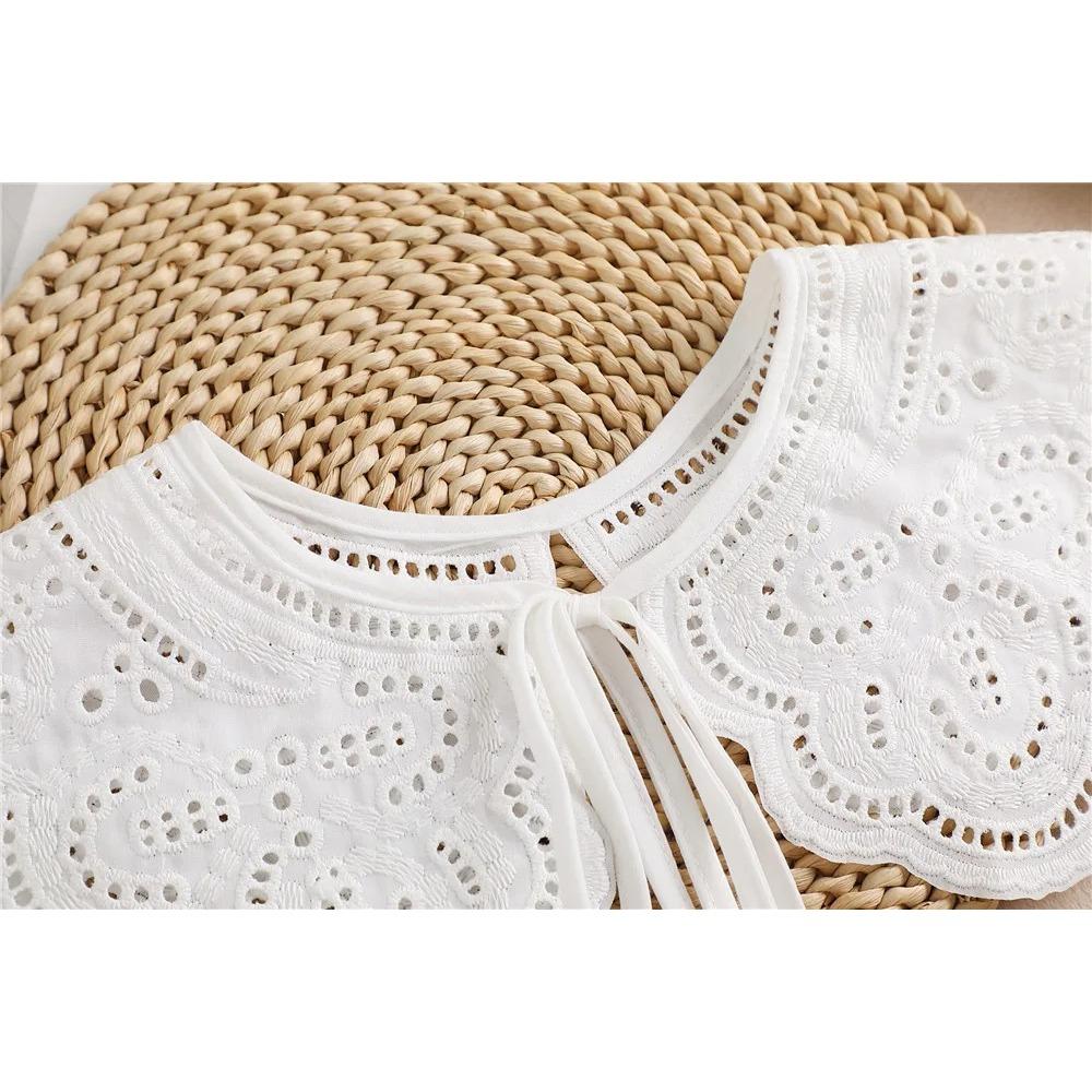 Solid Color White Lace Fake Collar Shawl Wrap False Collars Female Necklace Small Scarf Shawl  Detachable Collars Decor
