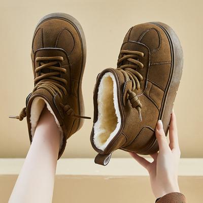 Зимние бархатные белые туфли для студентов, на толстой подошве, увеличивающие рост, спортивные кеды, повседневные