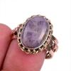 Natural Tiffany Stone Gemstone Two Tone 925 Sterling Silver Ring Size 8.5 r7U81