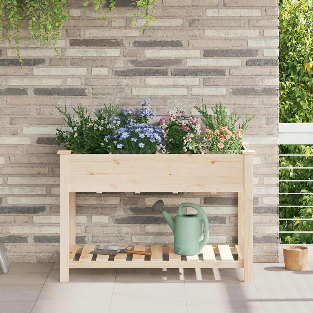 Garden Planter with Shelf Beige 115 x 59 x 76.5 cm